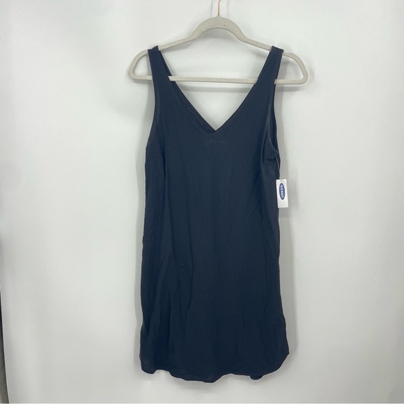 NWT OLD NAVY Sleeveless Vintage A-Line Mini Shift Dress Jet Black  XS v neck - Picture 2 of 7